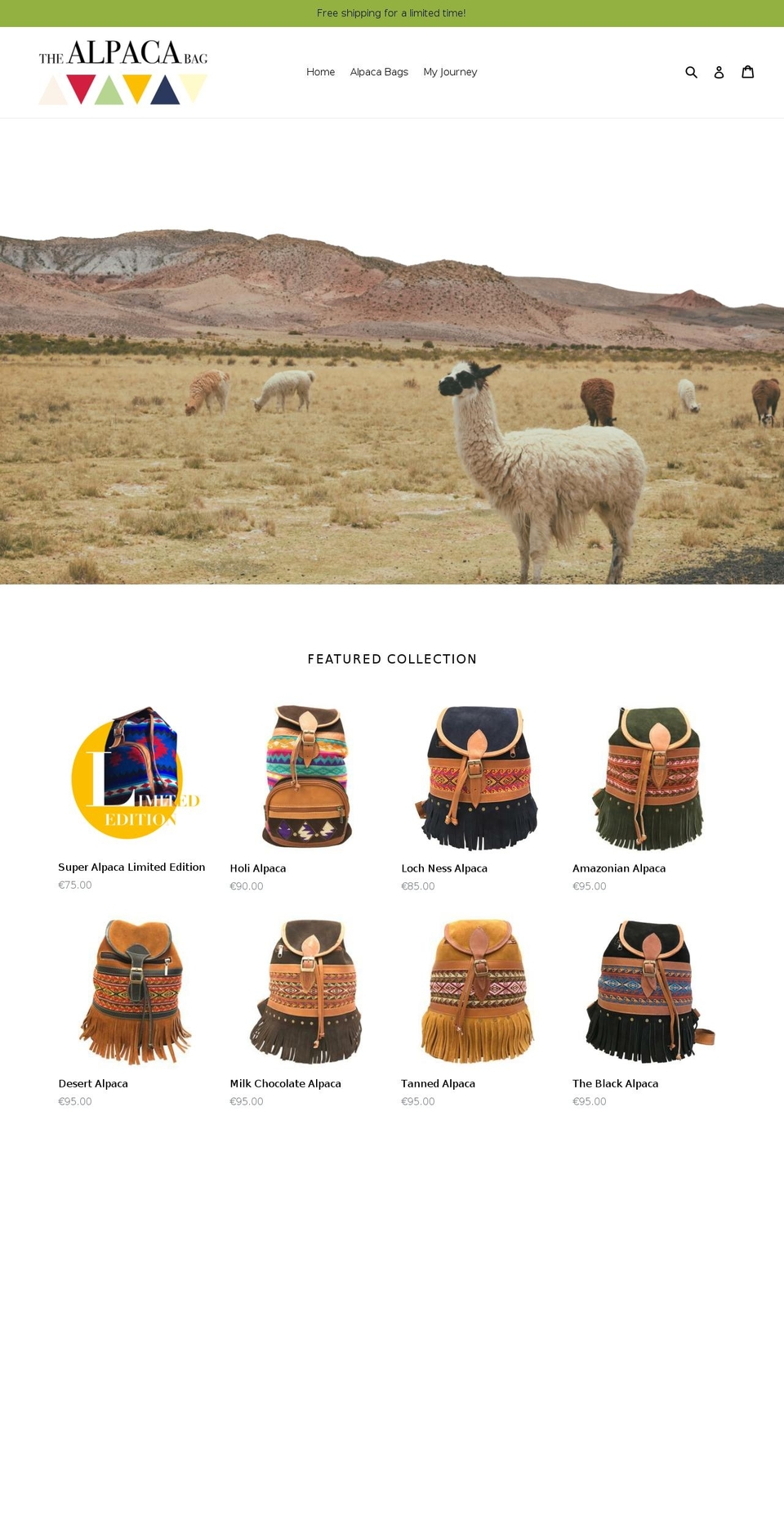 thealpacabag.com shopify website screenshot