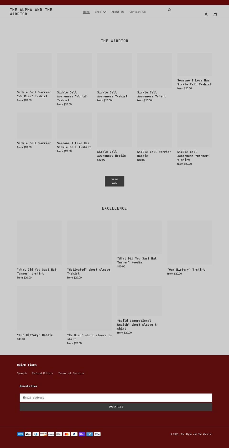 thealphaandthewarrior.com shopify website screenshot