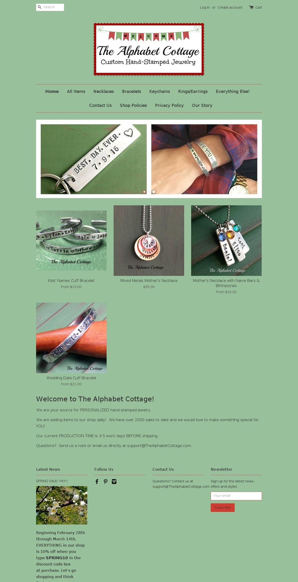 thealphabetcottage.com shopify website screenshot