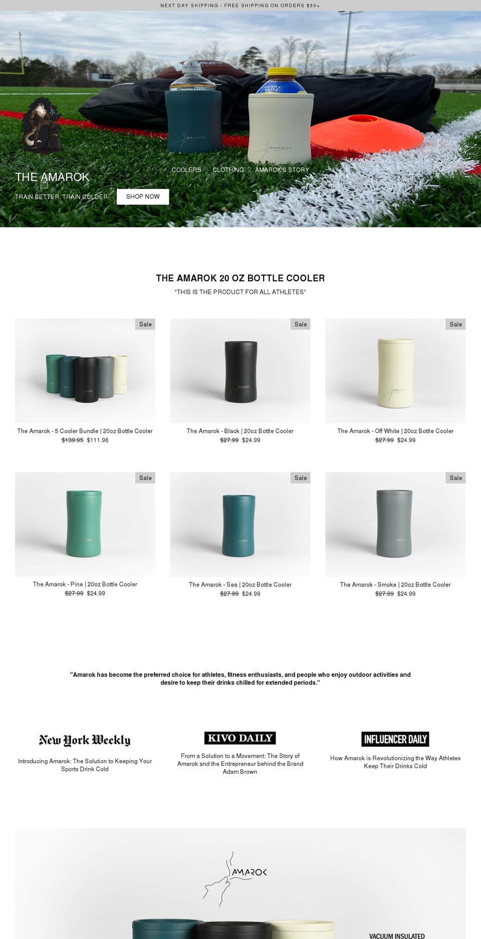 Website v Shopify theme site example theamarok.com