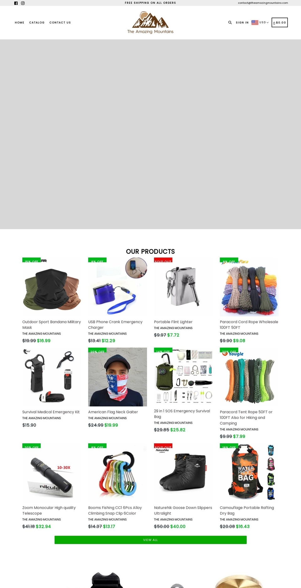theamazingmountains.com shopify website screenshot