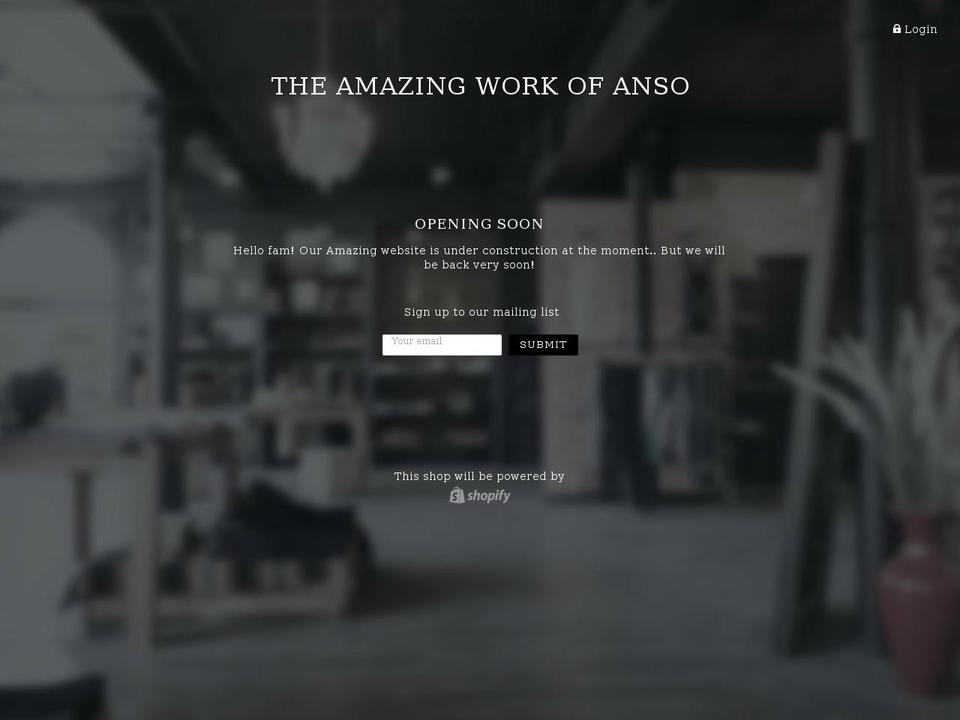 theamazingworkofanso.com shopify website screenshot