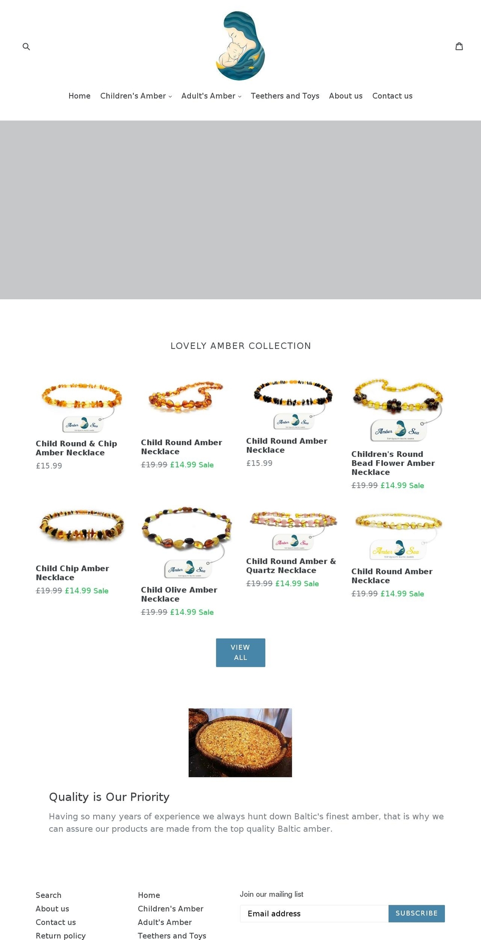 theambersea.com shopify website screenshot