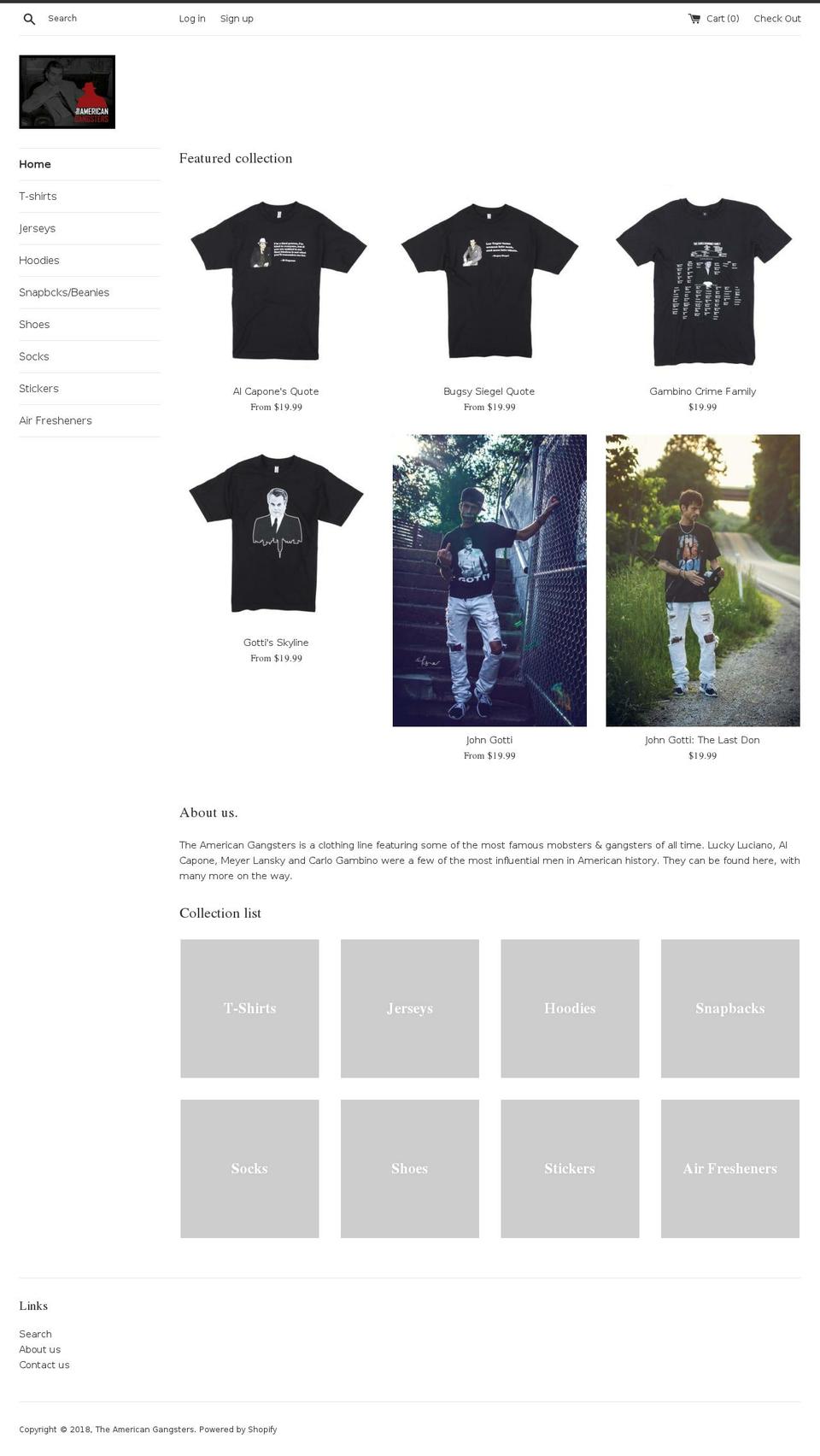 theamericangangsters.com — Shopify storefront screenshot