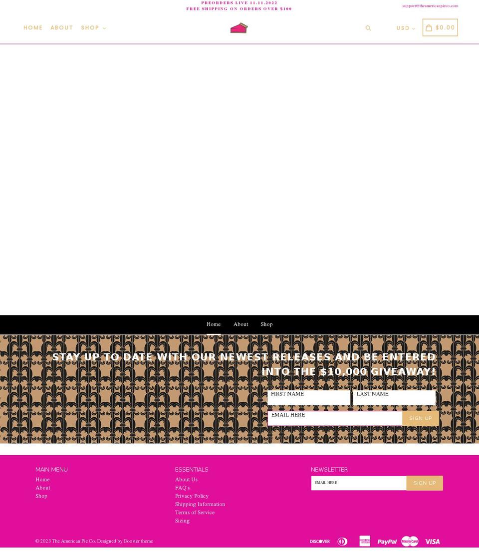 theamericanpiecompany.com shopify website screenshot