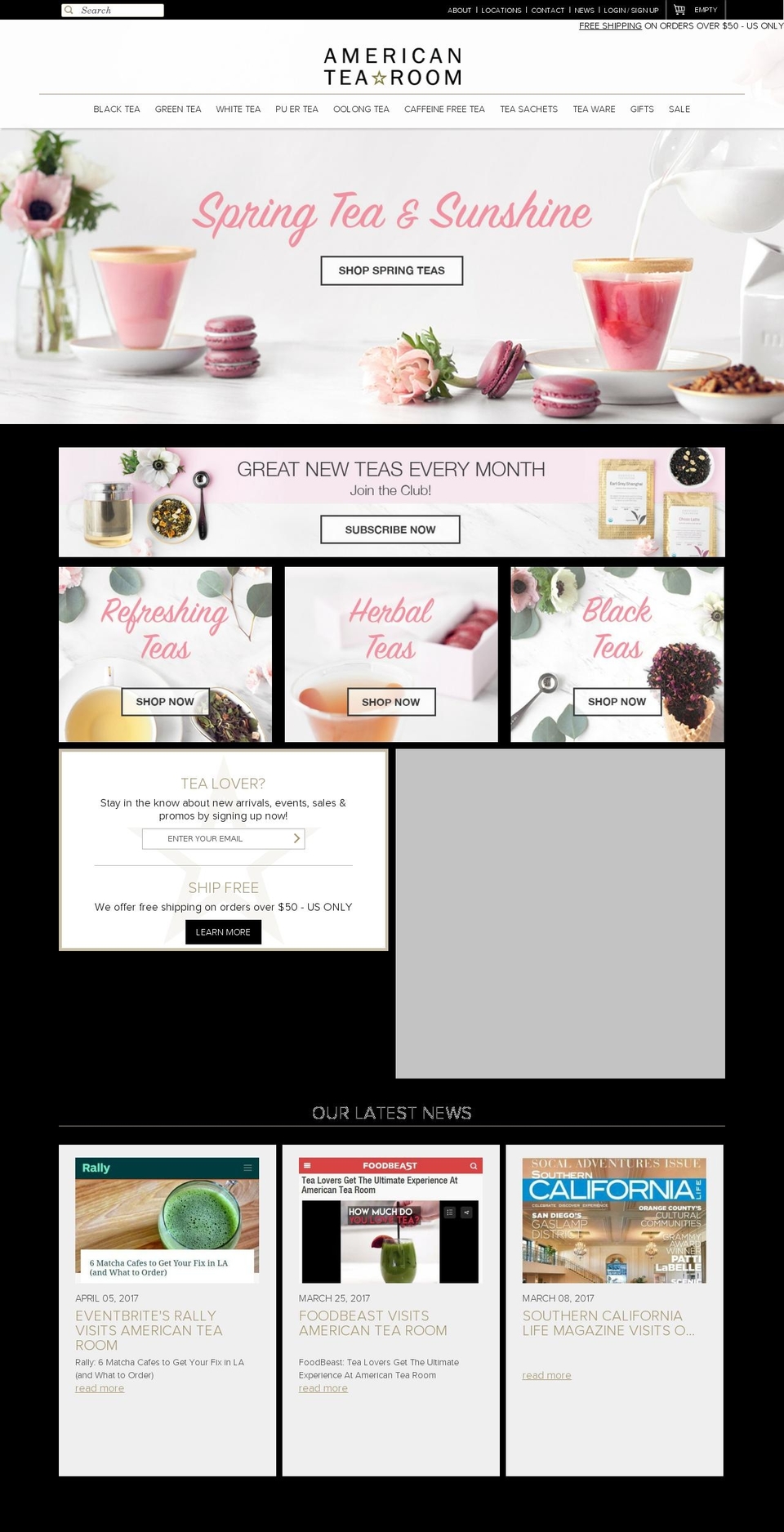 theamericantearoom.com shopify website screenshot