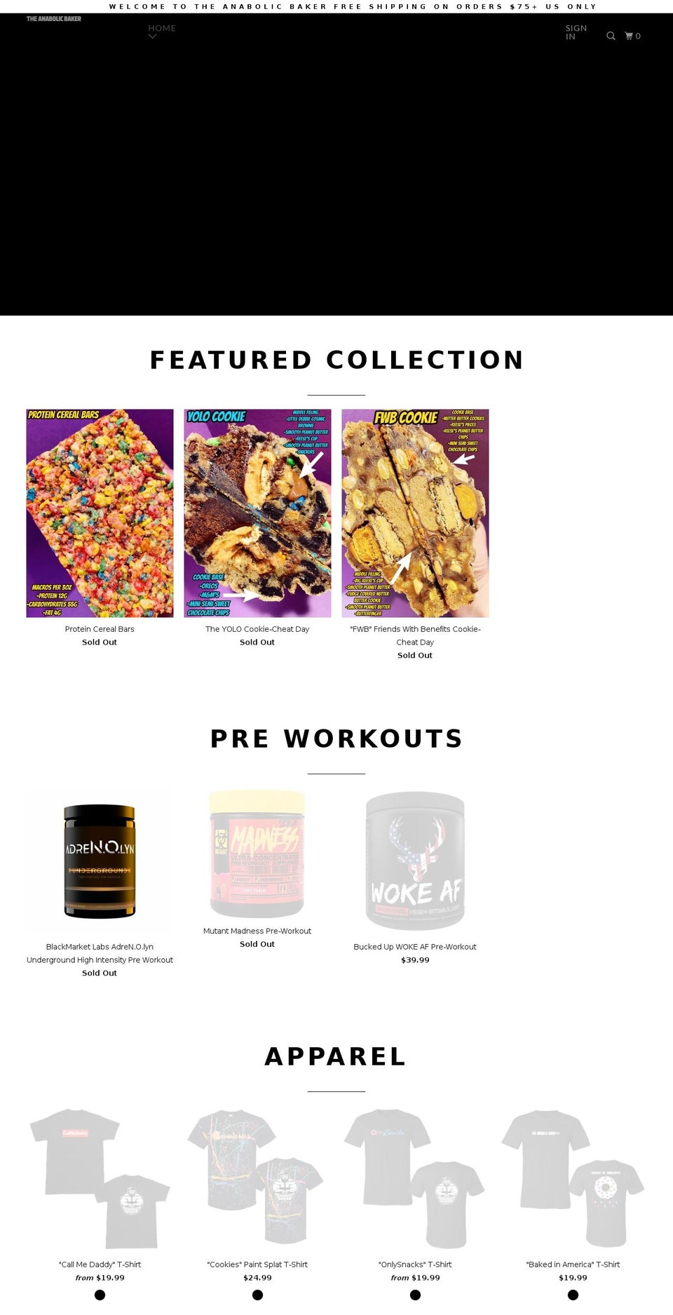 theanabolicbaker.com — Shopify storefront screenshot