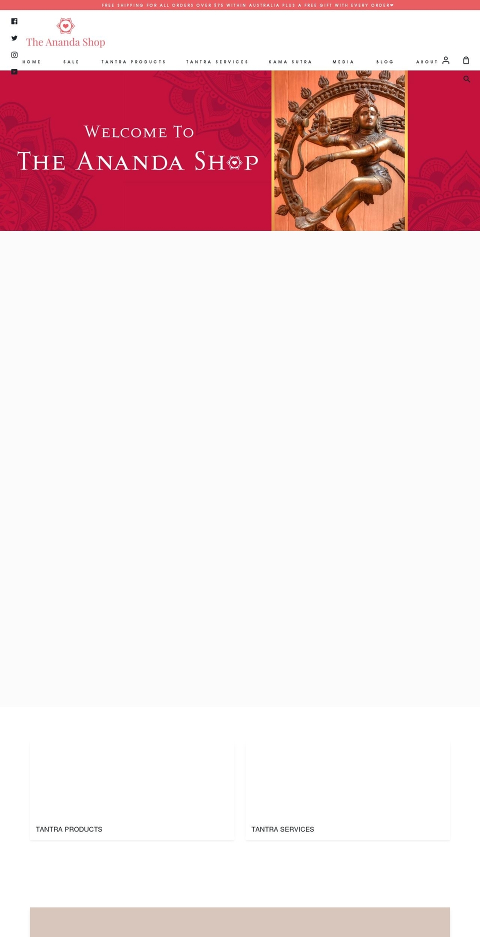theanandashop.com.au shopify website screenshot