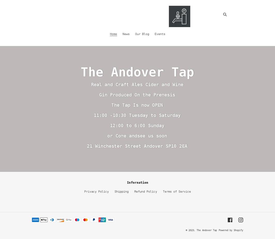 theandovertap.co.uk shopify website screenshot