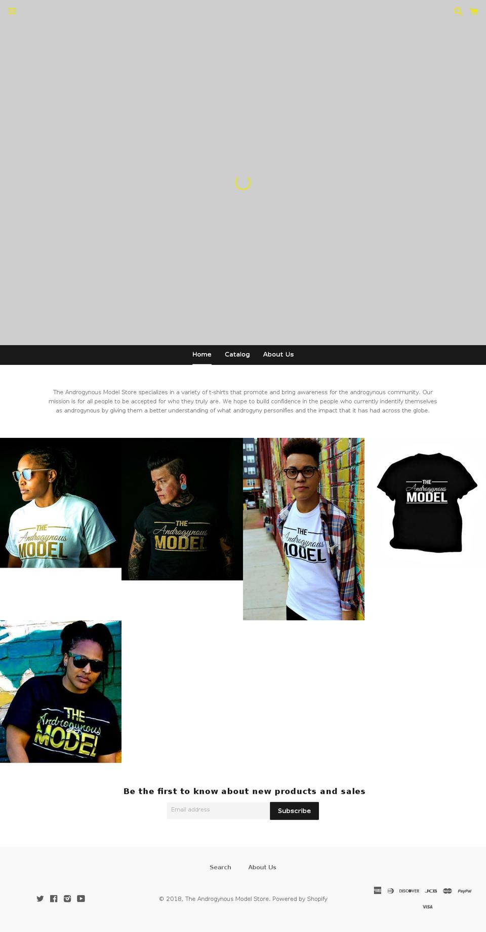 theandrogynousmodelstore.com shopify website screenshot