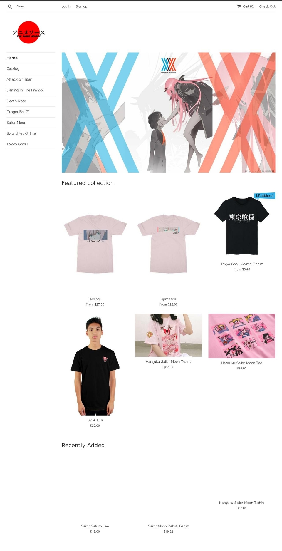 theanimesource.com — Shopify storefront screenshot