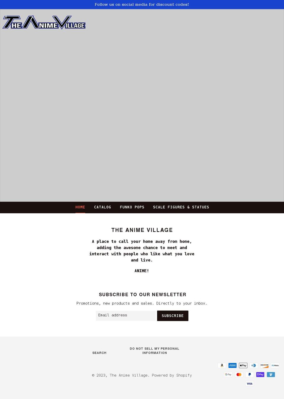 theanimevillage.net shopify website screenshot