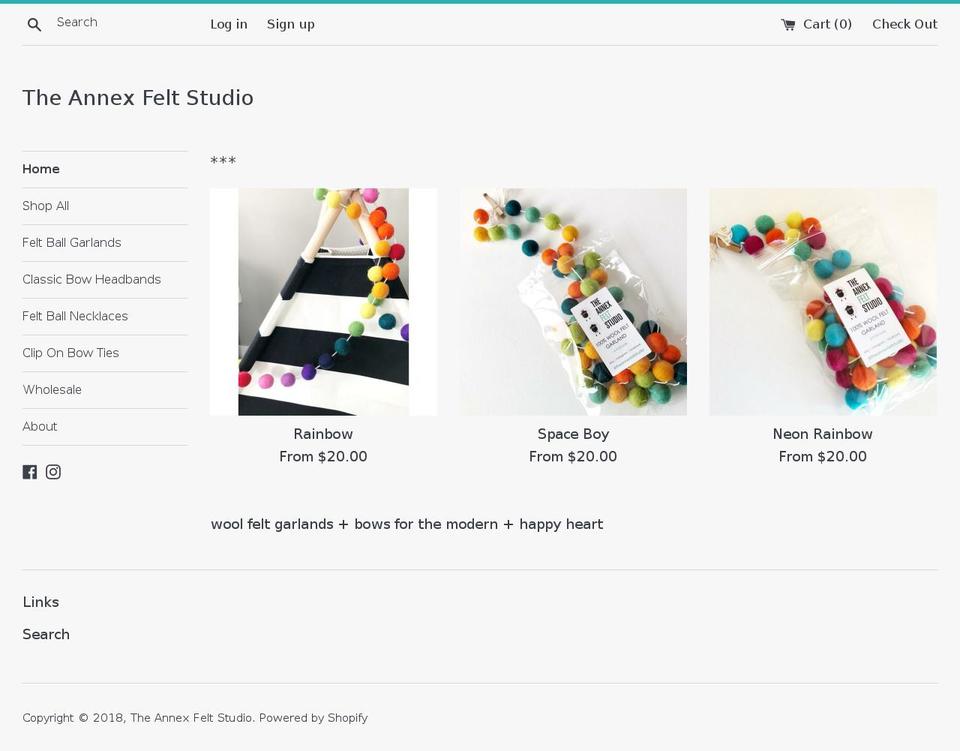 theannexfeltstudio.com — Shopify storefront screenshot