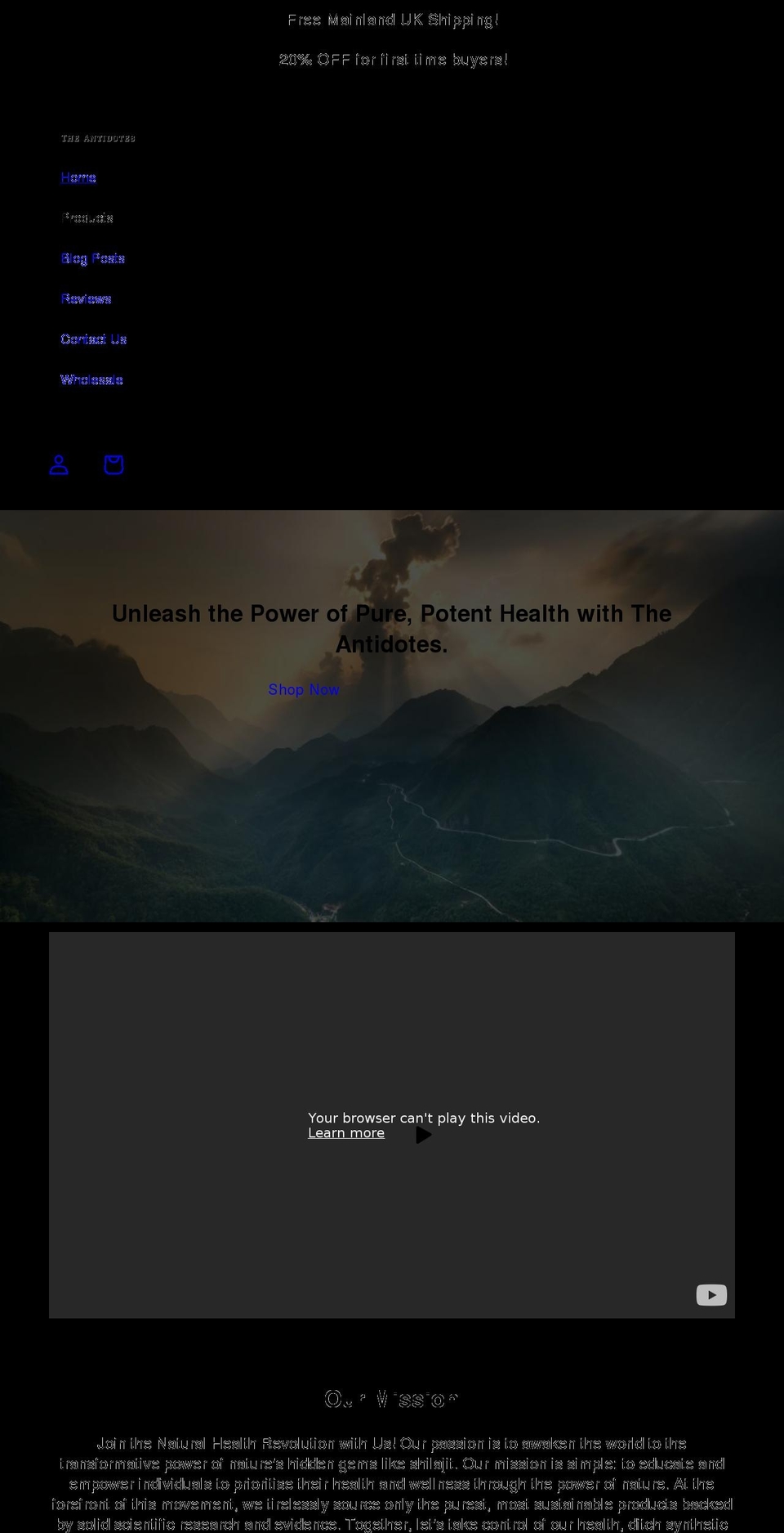theantidotes.co.uk shopify website screenshot