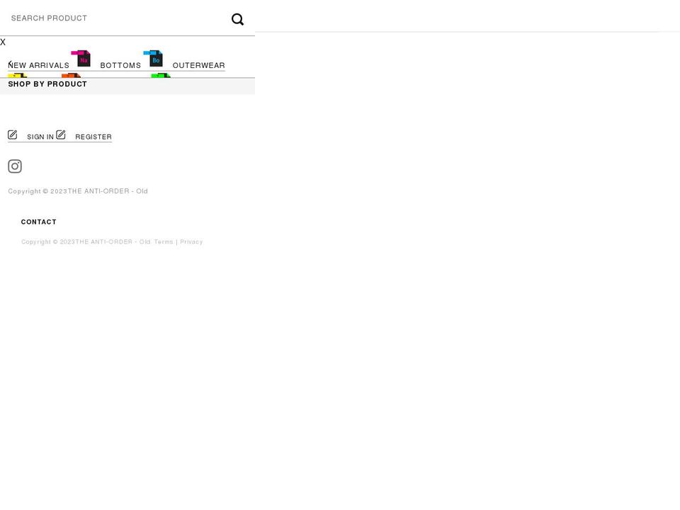 theantiorder.myshopify.com shopify website screenshot