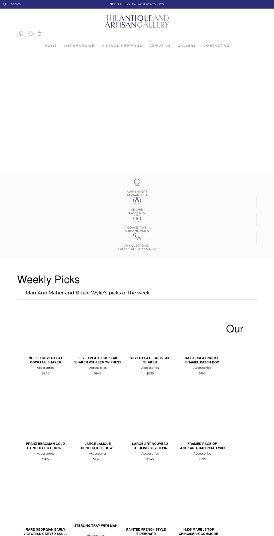 theantiqueandartisangallery.com shopify website screenshot