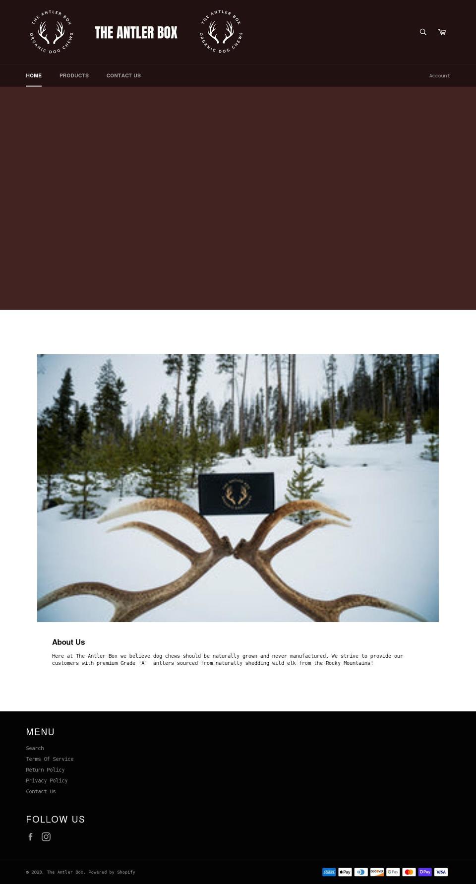 theantlerbox.com shopify website screenshot