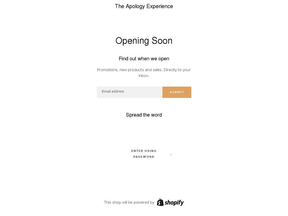 theapologyexperience.com shopify website screenshot