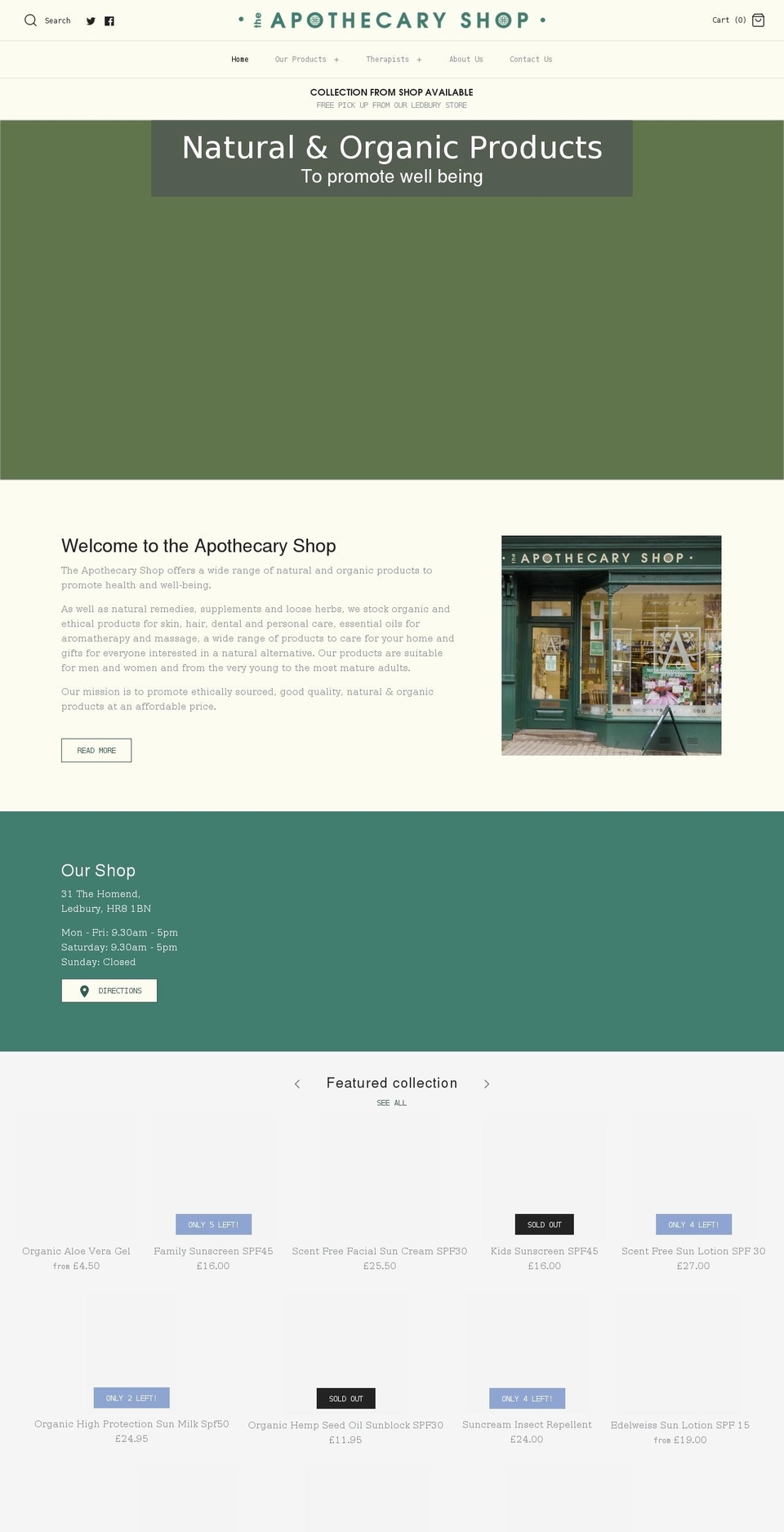 theapothecaryshop.co.uk shopify website screenshot