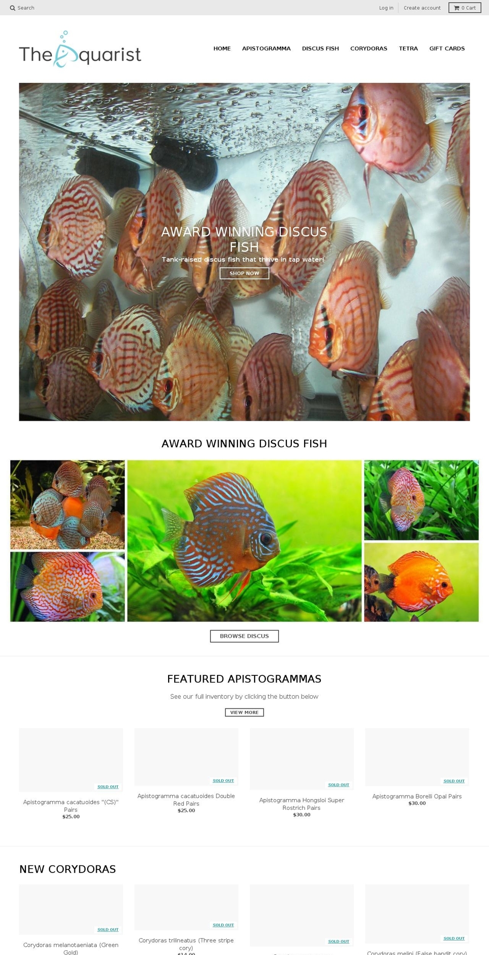 theaquarist.com — Shopify storefront screenshot