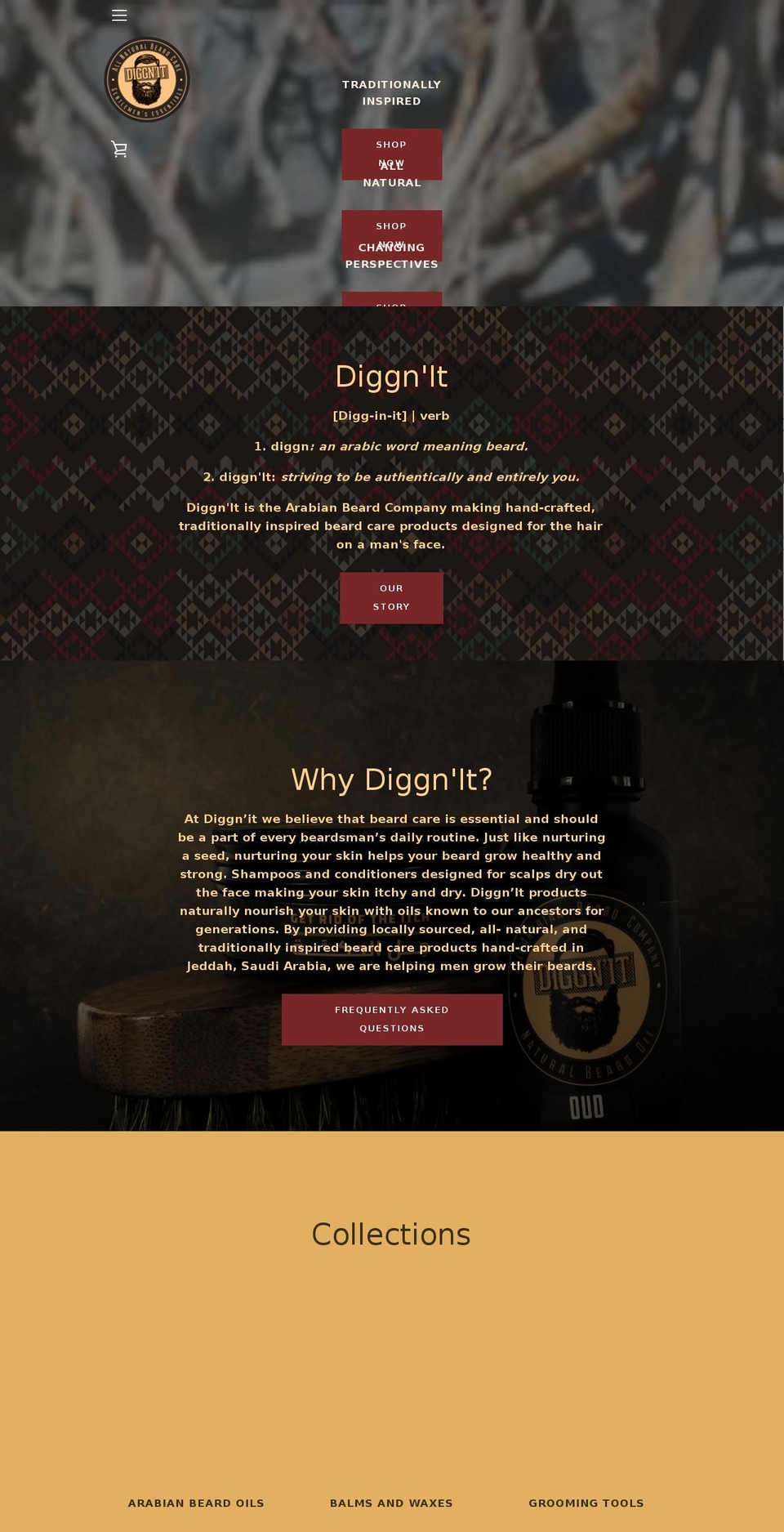 narrative -- preWPD Shopify theme site example thearabianbeardcompany.com