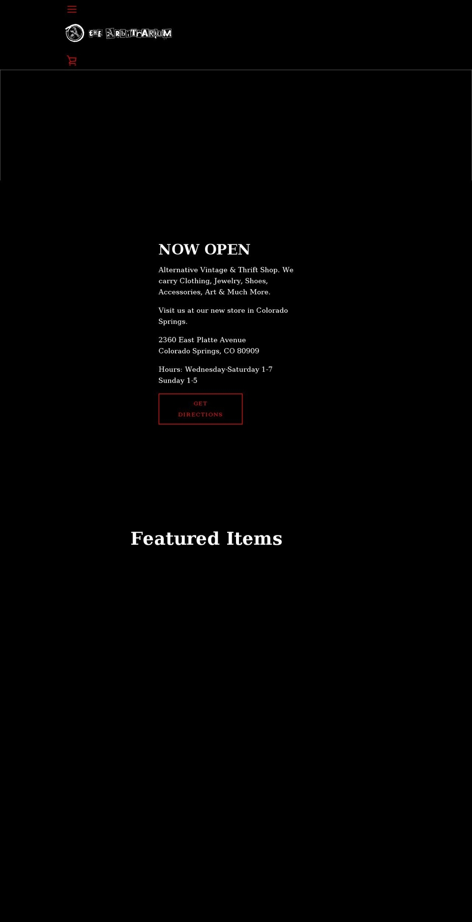 thearbitrarium.space shopify website screenshot