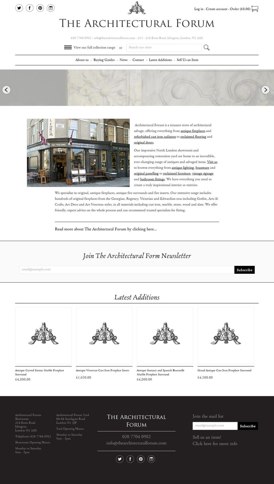 thearchitecturalforum.com shopify website screenshot