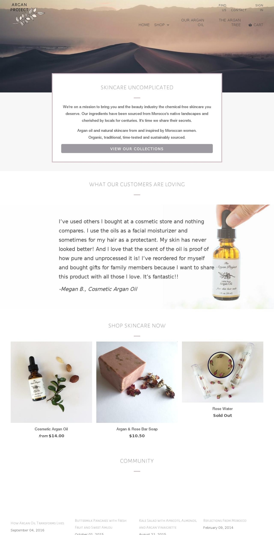 thearganproject.org shopify website screenshot