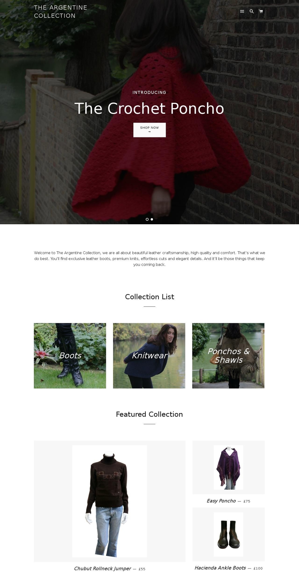 theargentinecollection.com shopify website screenshot