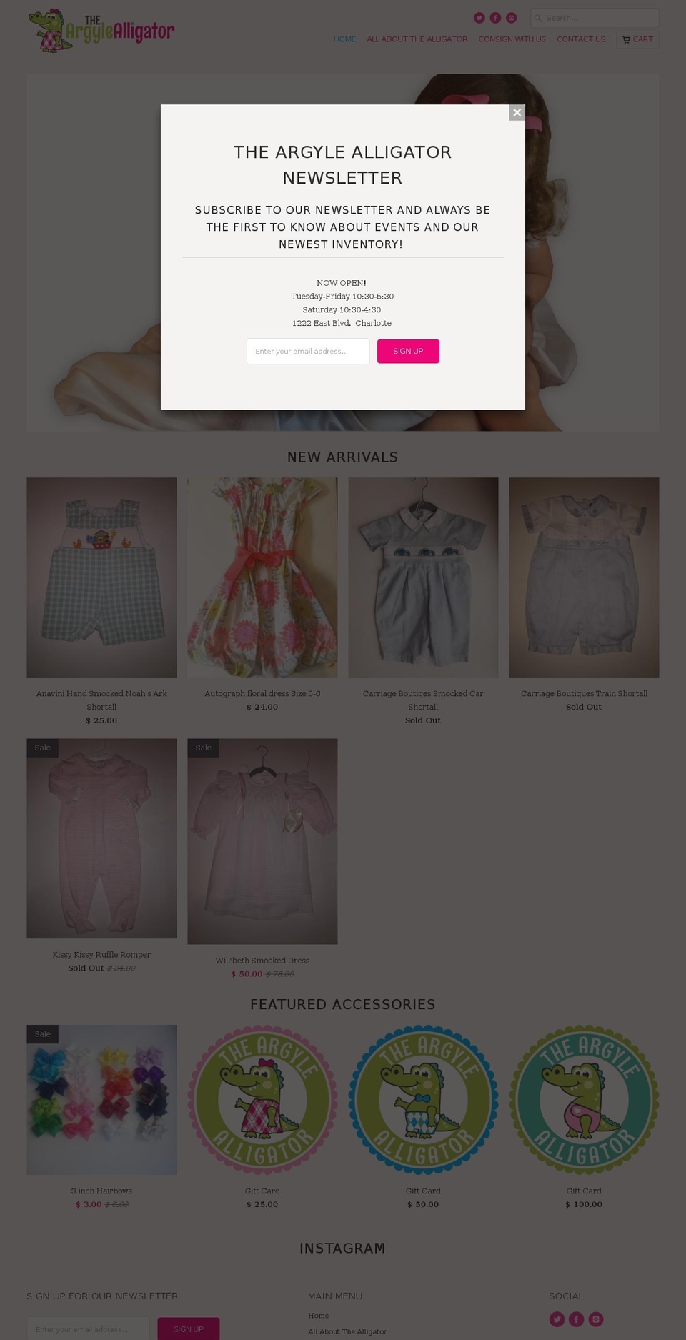 theargylealligator.com shopify website screenshot