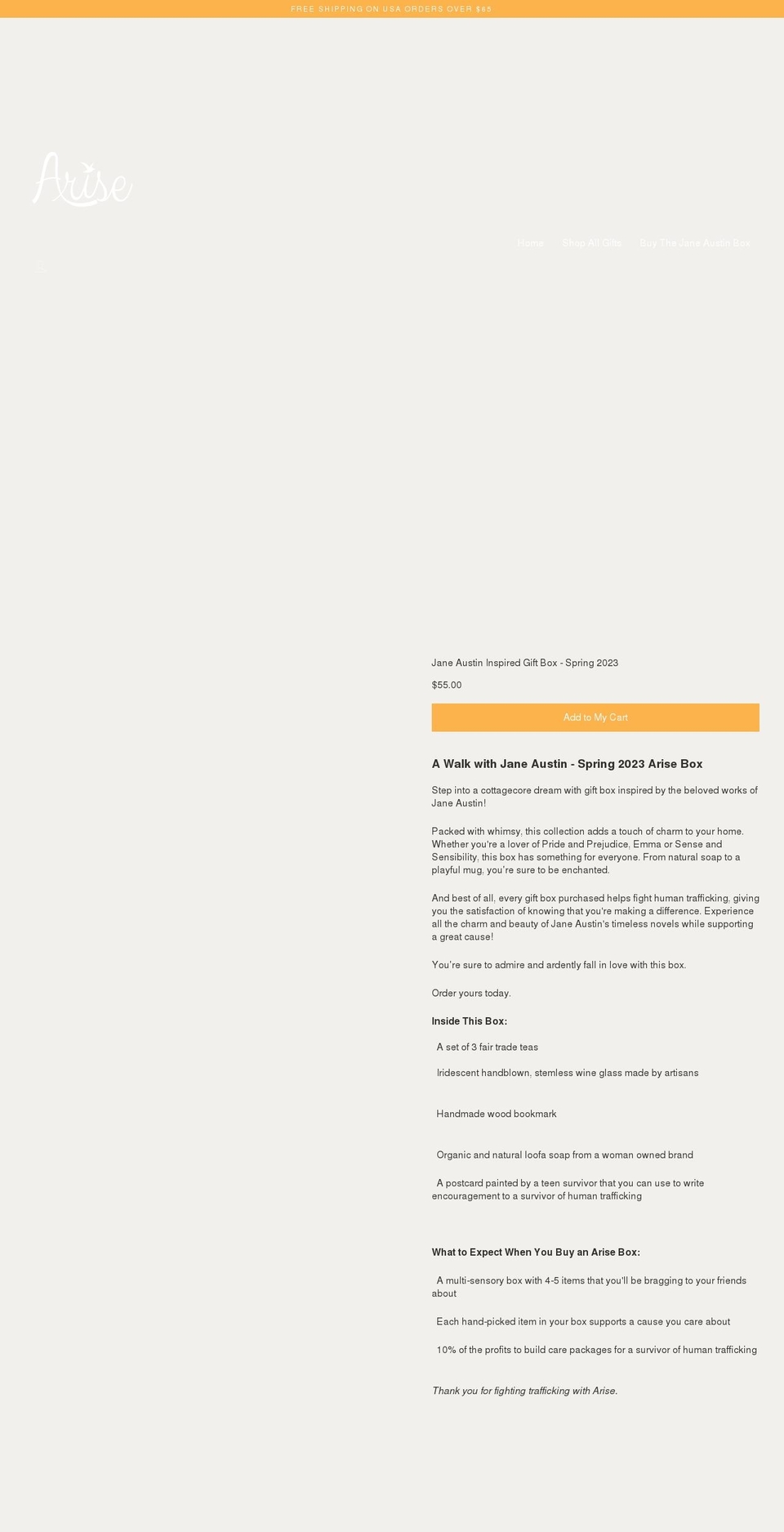 thearisebox.com shopify website screenshot