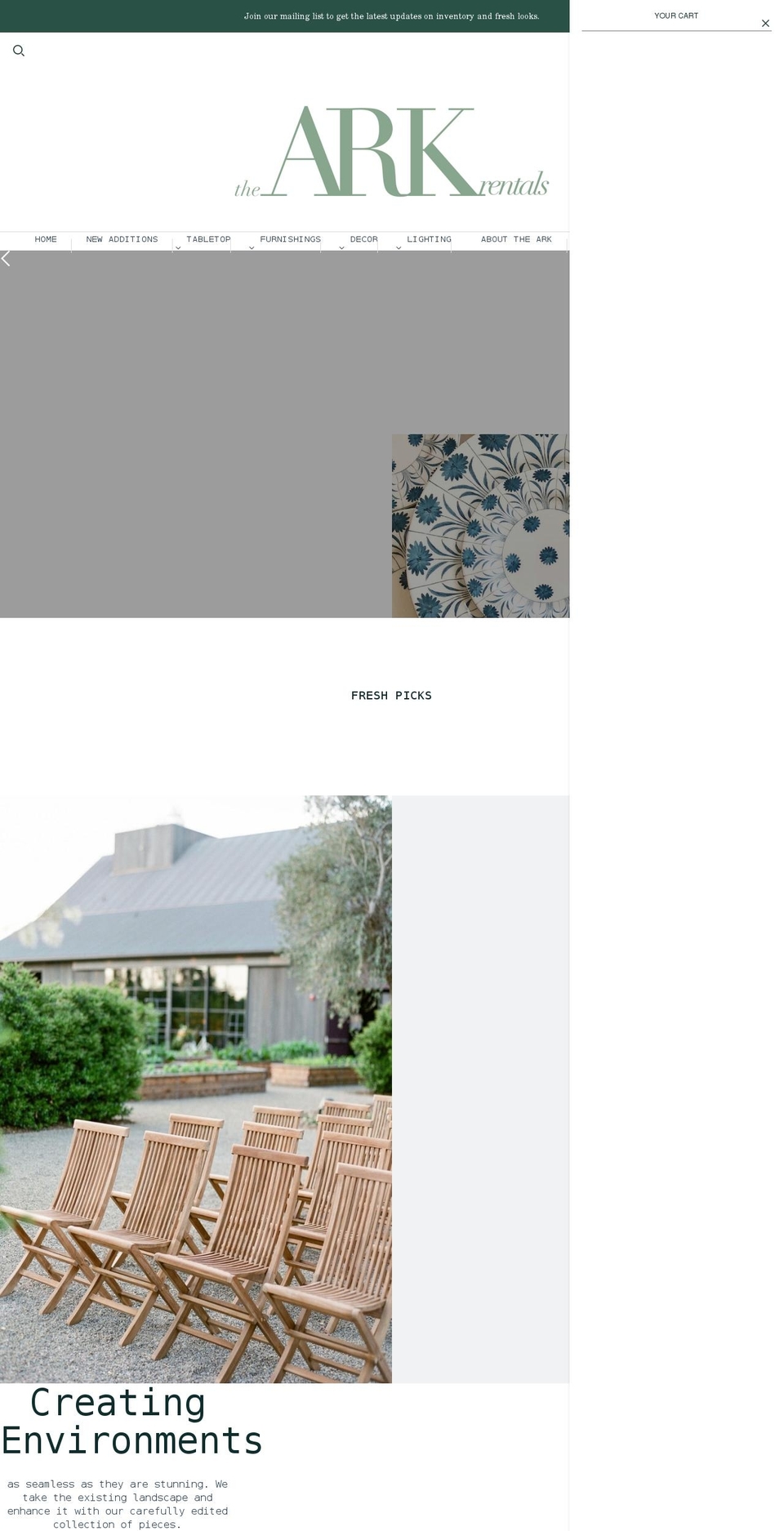 thearkrentals.com shopify website screenshot