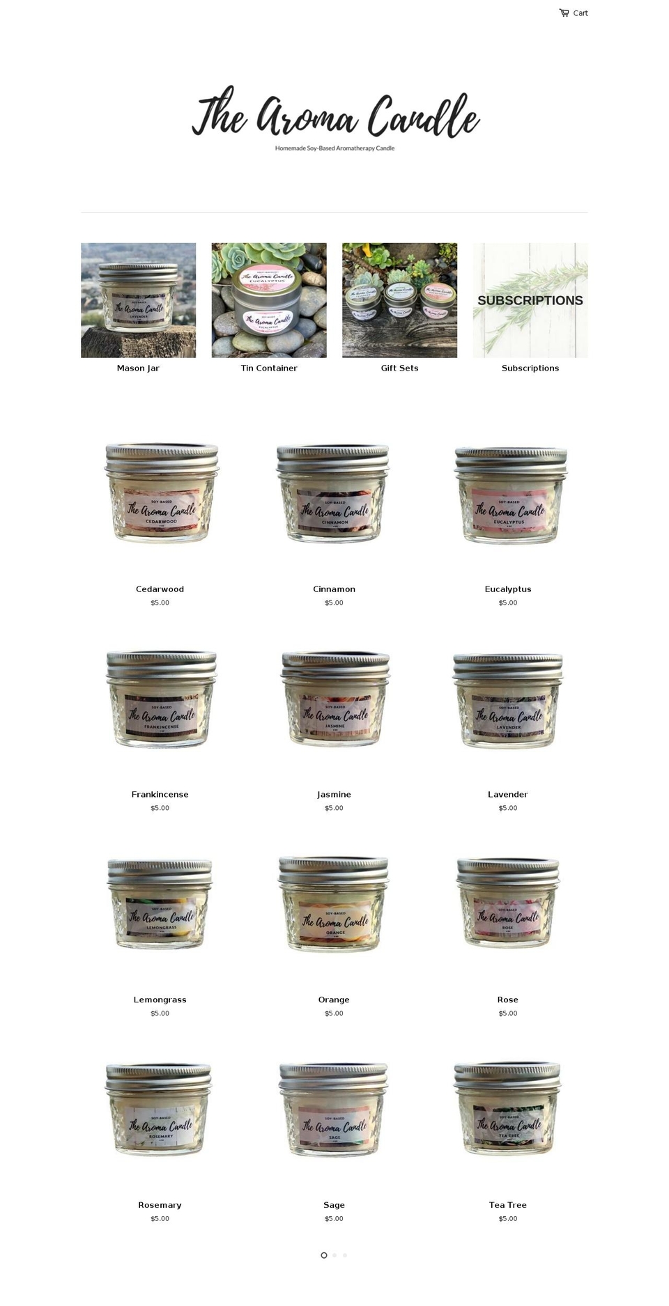 thearomacandle.com shopify website screenshot