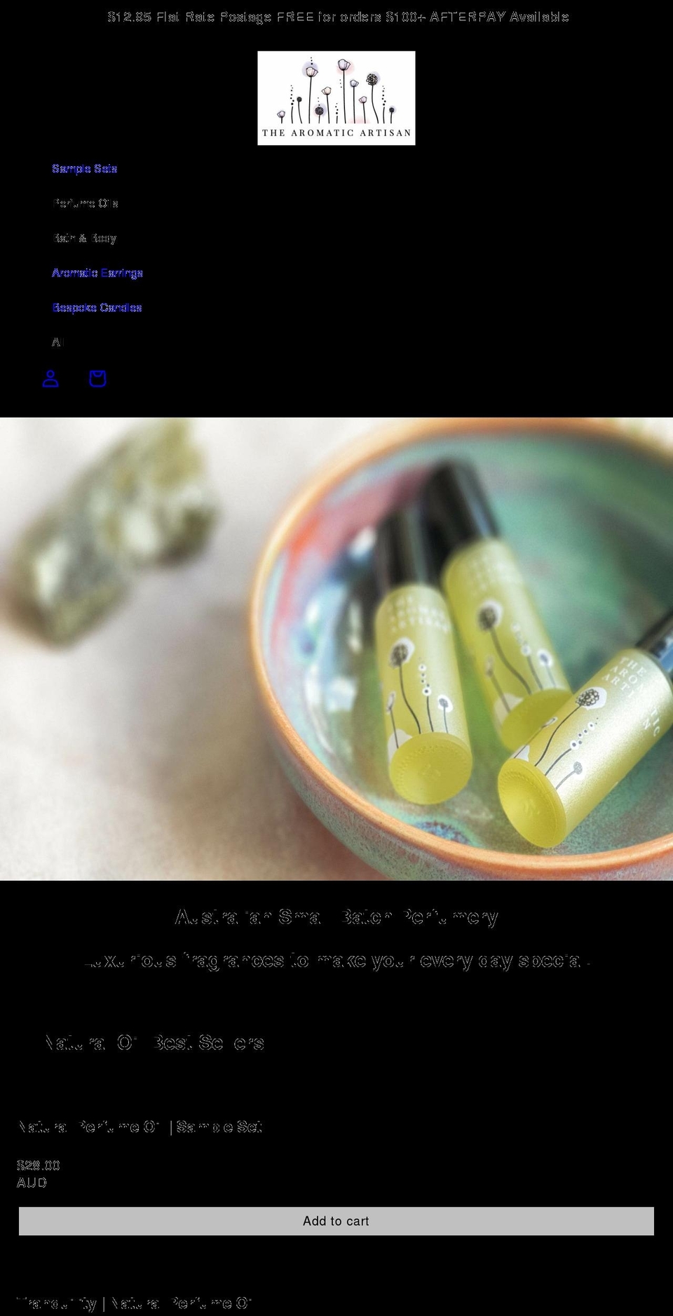 thearomaticartisan.com.au shopify website screenshot