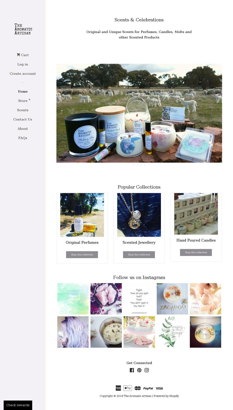 thearomaticartisan.com — Shopify storefront screenshot