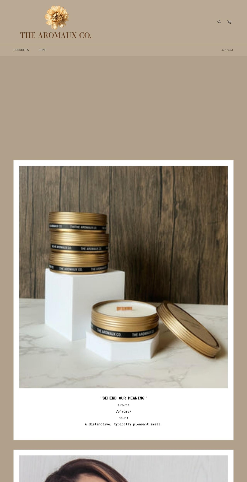 thearomauxco.com shopify website screenshot