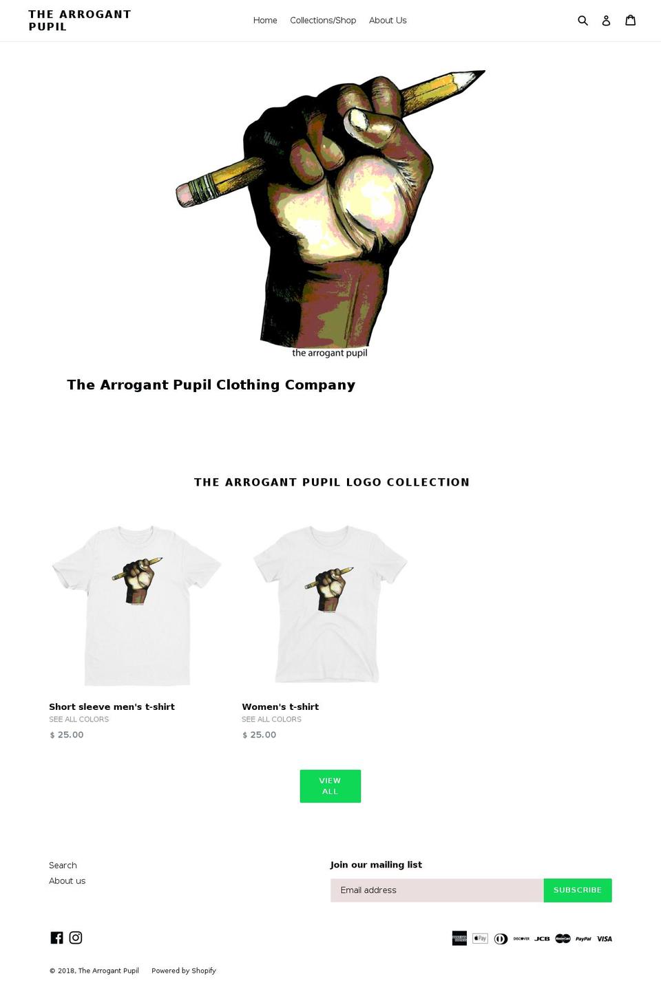 thearrogantpupil.com shopify website screenshot