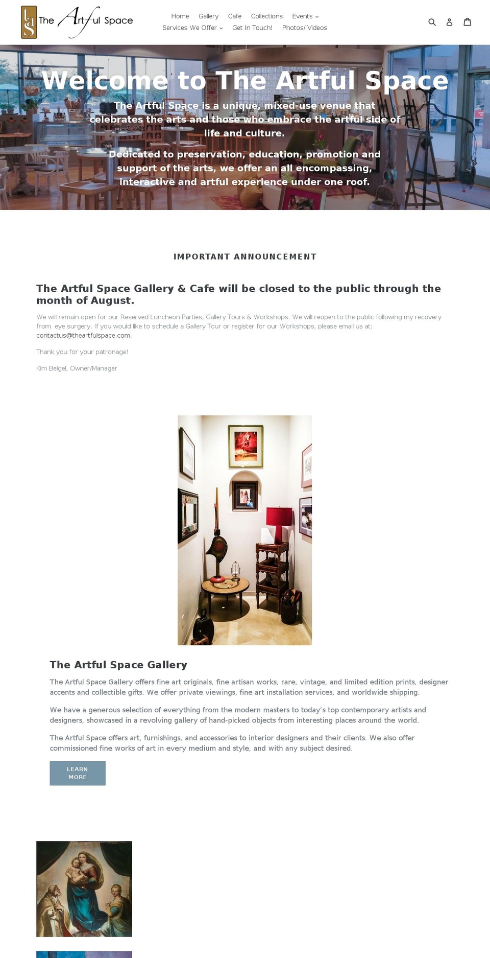 theartfulspace.com — Shopify storefront screenshot