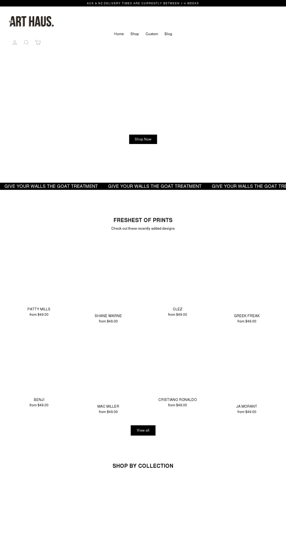 thearthaus.com.au shopify website screenshot