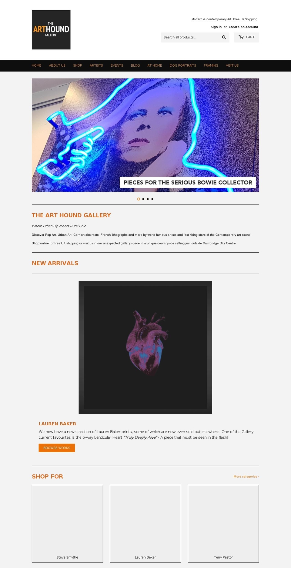 thearthoundgallery.com — Shopify storefront screenshot