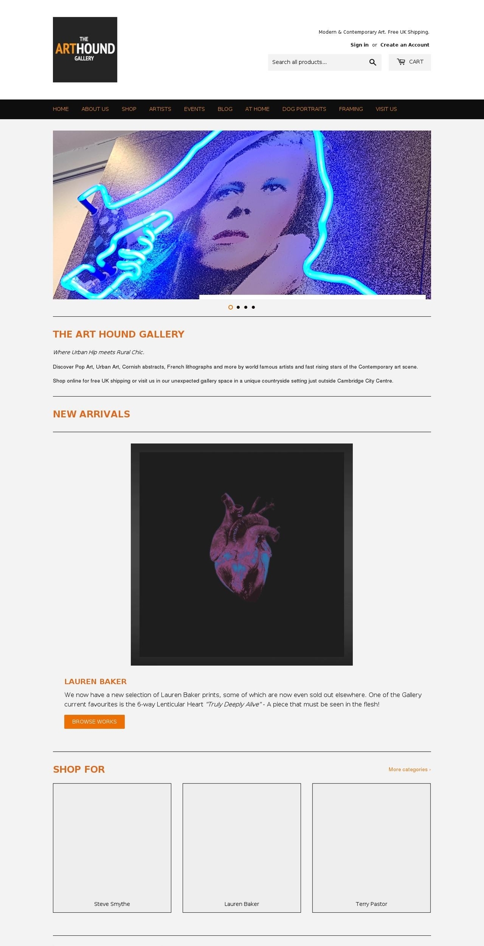 thearthoundlondon.com — Shopify storefront screenshot