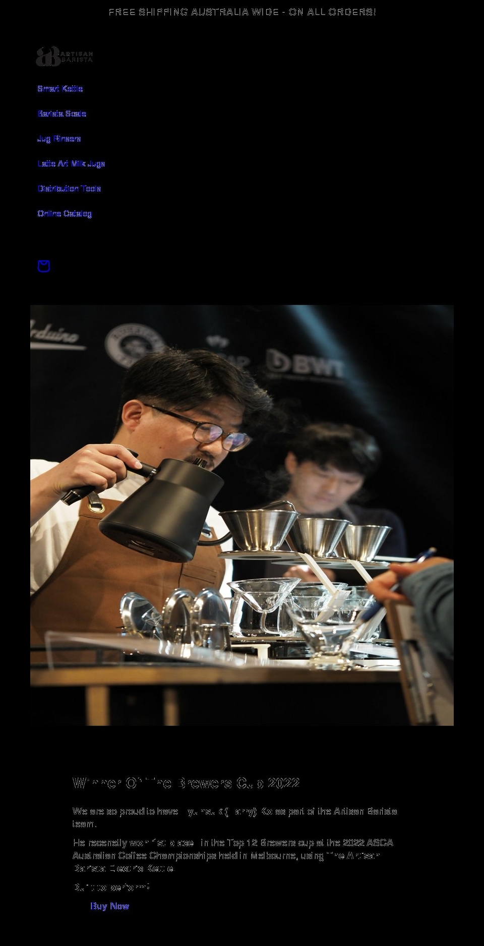 theartisanbarista.com.au shopify website screenshot