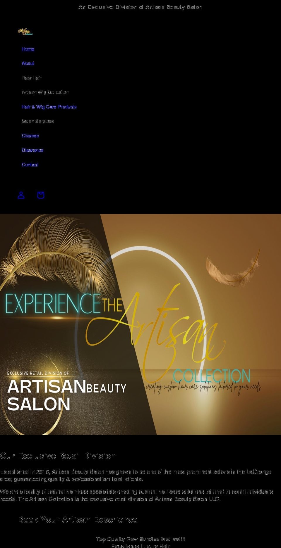 theartisanhairco.com shopify website screenshot