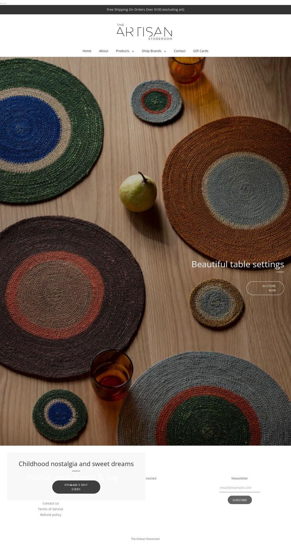 theartisanstoreroom.com.au shopify website screenshot