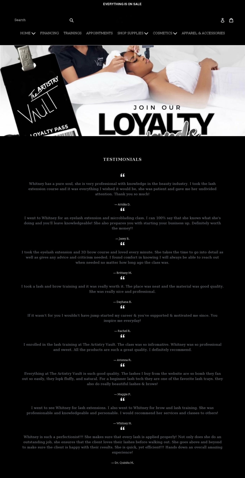 theartistryvault.com shopify website screenshot
