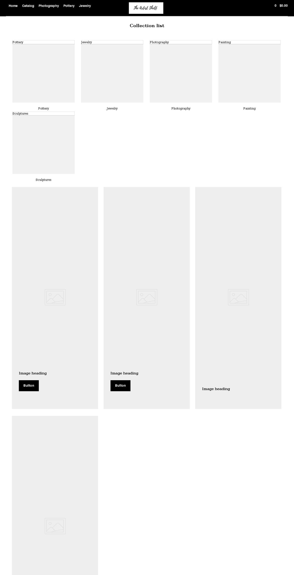 theartistshelf.com shopify website screenshot