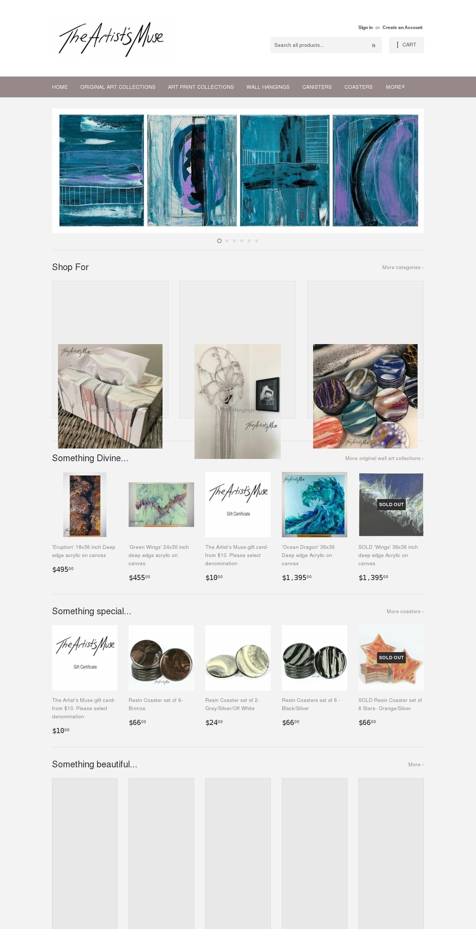 theartistsmuse.com.au shopify website screenshot