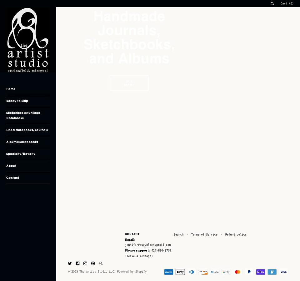 theartiststudiobooks.com shopify website screenshot