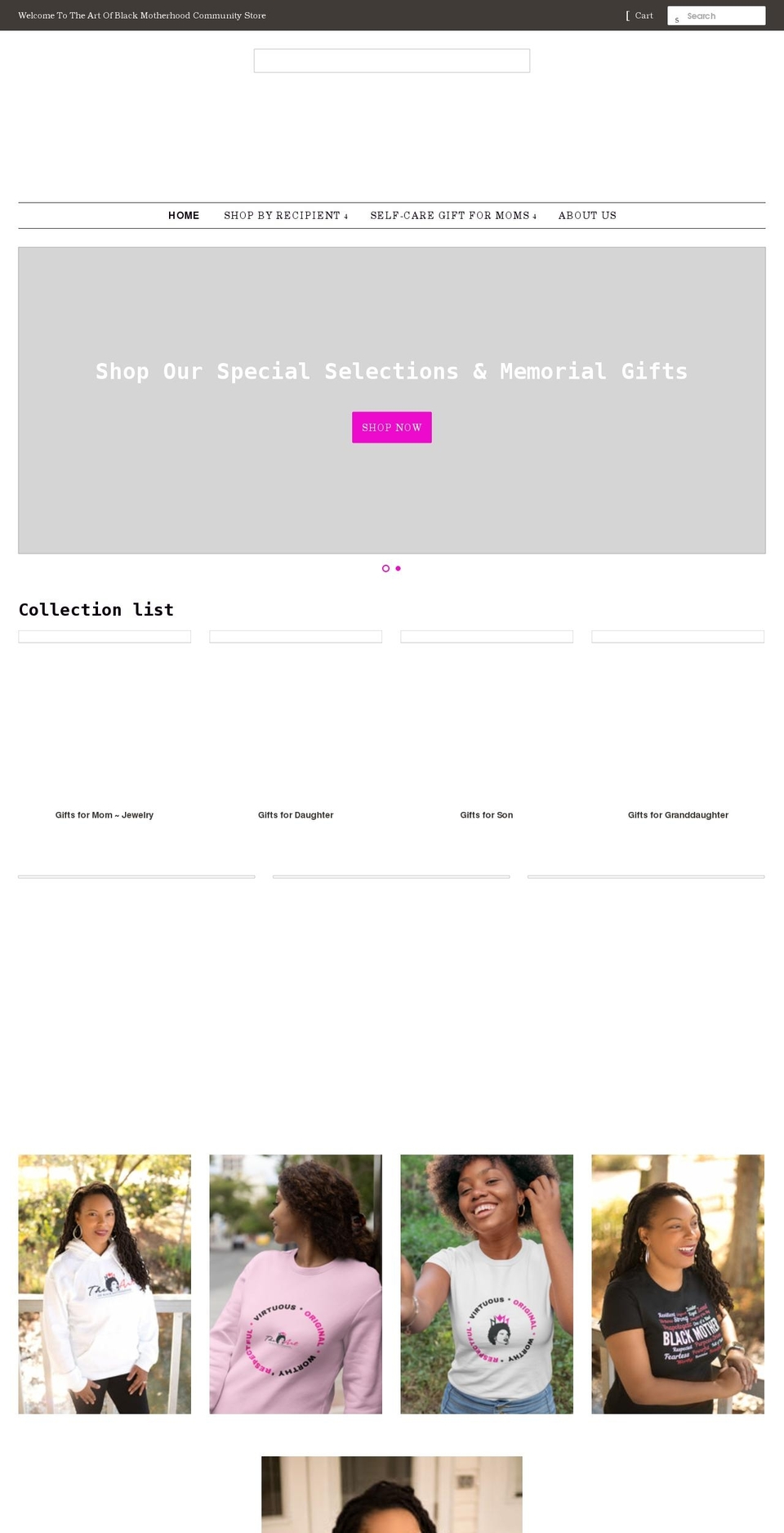 theartofblackmotherhood.com shopify website screenshot