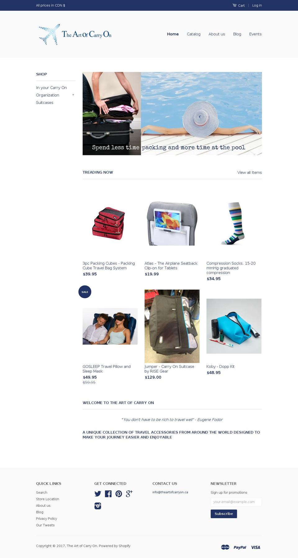 theartofcarryon.com shopify website screenshot